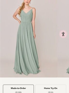 Revelry “Penelope” Chiffon Spaghetti Strap Bridesmaid/Formal Dress - Sage
